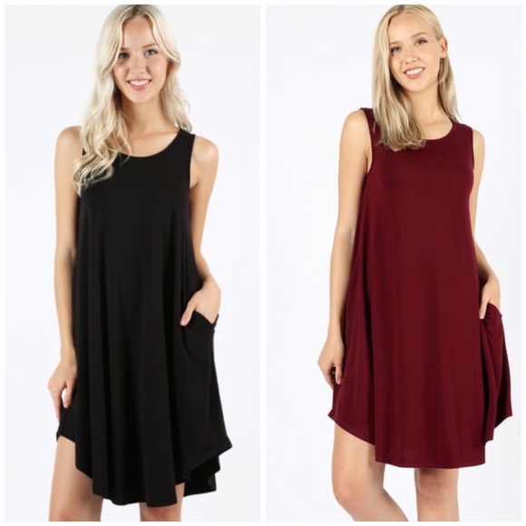 Navy Pocket Comfy Tank Dress - Picture 3 of 8